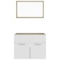 vidaXL Set de muebles baño 2 pzas madera contrachapada blanco y roble vidaXL Set de muebles baño 2 pzas madera contrachapada blanco y roble