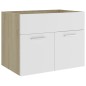 vidaXL Set de muebles baño 2 pzas madera contrachapada blanco y roble vidaXL Set de muebles baño 2 pzas madera contrachapada blanco y roble