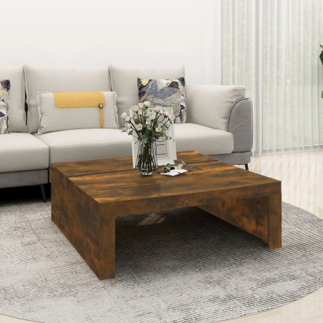 vidaXL Mesa de centro madera contrachapada roble ahumado 100x100x35 cm