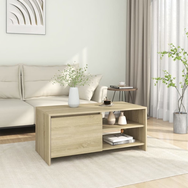vidaXL Mesa de centro madera contrachapada roble Sonoma 102x50x45 cm vidaXL Mesa de centro madera contrachapada roble Sonoma 102x50x45 cm