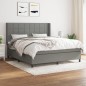 vidaXL Cama box spring con colchón tela gris oscuro 180x200 cm vidaXL Cama box spring con colchón tela gris oscuro 180x200 cm