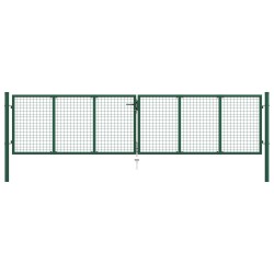 vidaXL Puerta de malla de jardín de acero verde 400x100 cm