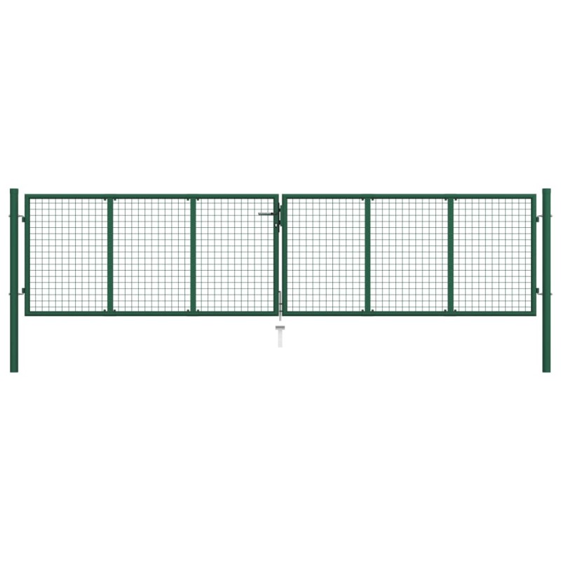 vidaXL Puerta de malla de jardín de acero verde 400x100 cm