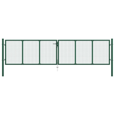vidaXL Puerta de malla de jardín de acero verde 400x100 cm