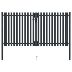 vidaXL Cancela doble de valla de acero gris antracita 306x220 cm