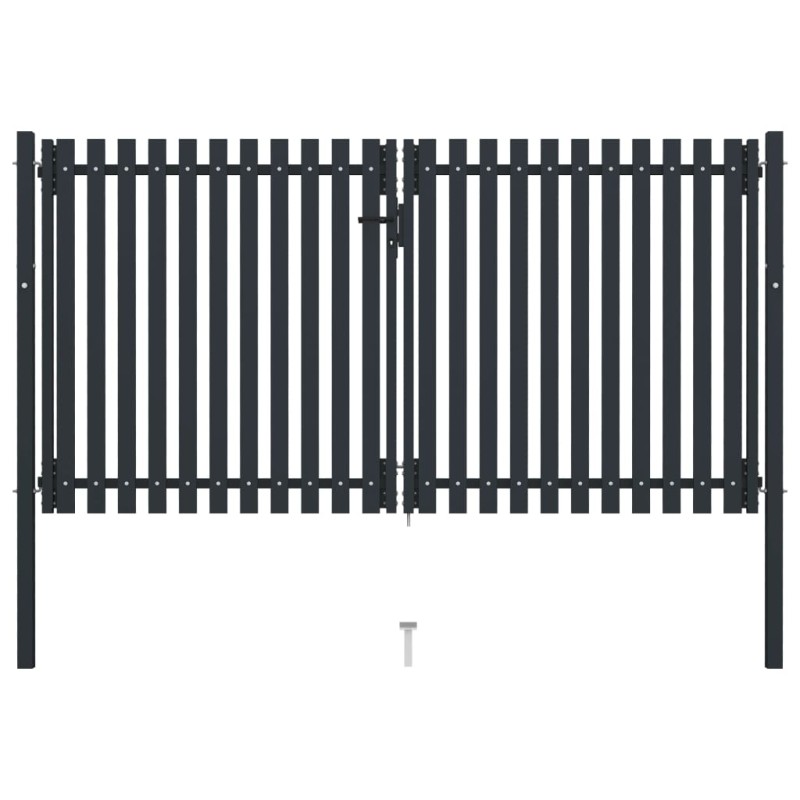 vidaXL Cancela doble de valla de acero gris antracita 306x220 cm vidaXL Cancela doble de valla de acero gris antracita 306x220 cm