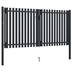 vidaXL Cancela doble de valla de acero gris antracita 306x220 cm