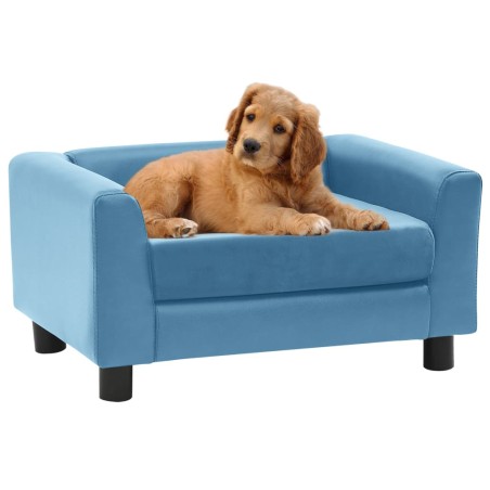 vidaXL Sofá de perro felpa y cuero sintético turquesa 60x43x30 cm