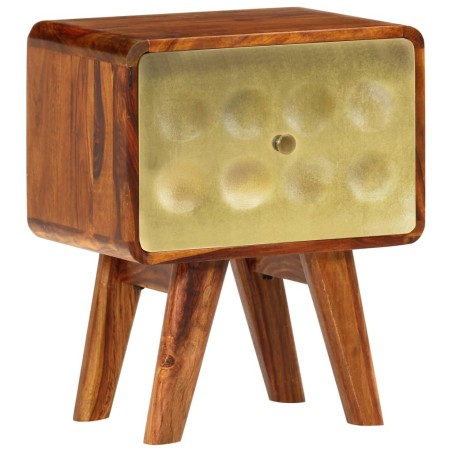 vidaXL Mesita de noche de madera maciza sheesham y dorados 49x40x30 cm