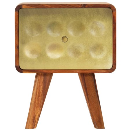 vidaXL Mesita de noche de madera maciza sheesham y dorados 49x40x30 cm