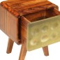 vidaXL Mesita de noche de madera maciza sheesham y dorados 49x40x30 cm