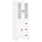 vidaXL Aparador alto madera contrachapada blanco brillo 69,5x34x180 cm