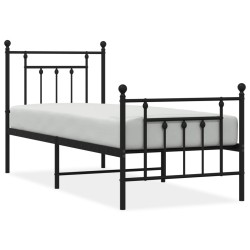 vidaXL Estructura de cama con cabecero y estribo metal negro 75x190 cm