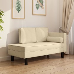 vidaXL Sofá diván con cojines y almohada tela color crema