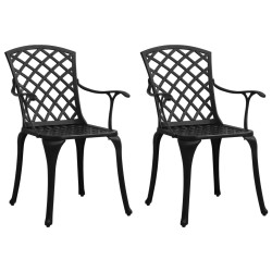 vidaXL Sillas de jardín 2 unidades aluminio fundido negro