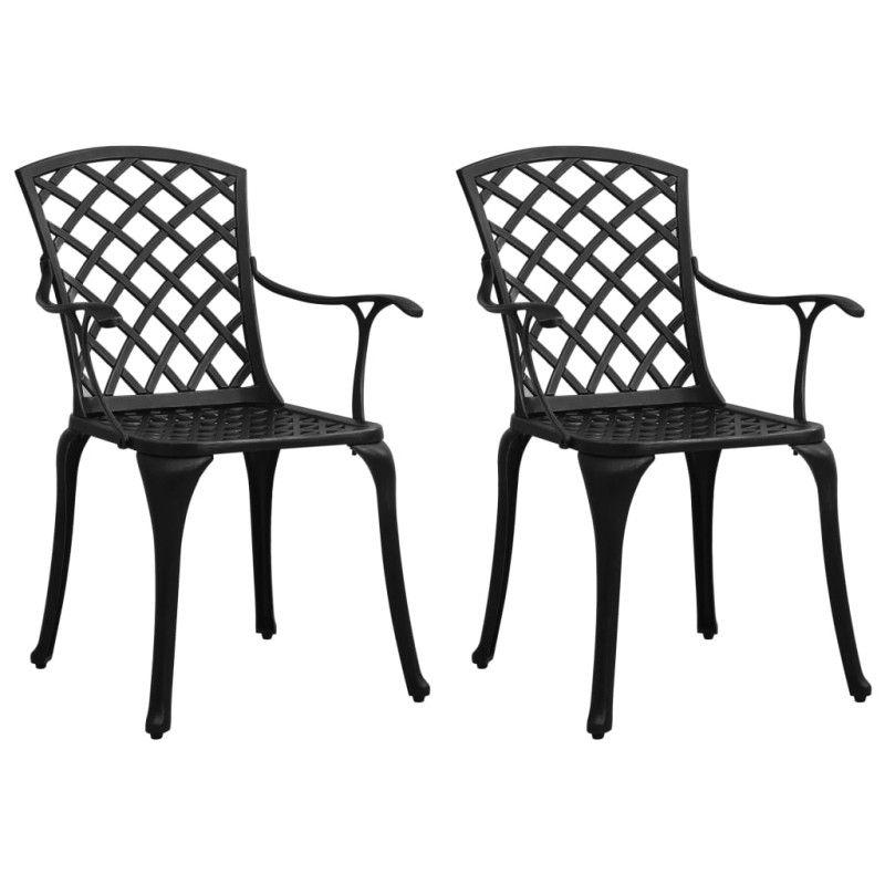 vidaXL Sillas de jardín 2 unidades aluminio fundido negro vidaXL Sillas de jardín 2 unidades aluminio fundido negro