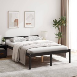 vidaXL Cama para personas mayores madera maciza pino negra 120x190 cm