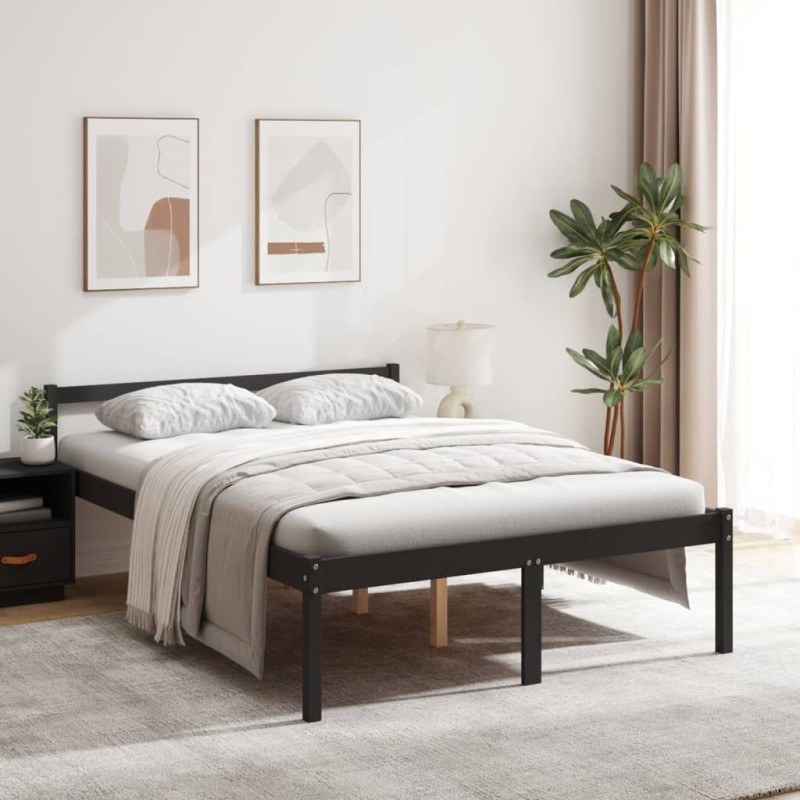 vidaXL Cama para personas mayores madera maciza pino negra 120x190 cm vidaXL Cama para personas mayores madera maciza pino negra 120x190 cm