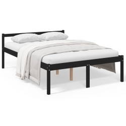 vidaXL Cama para personas mayores madera maciza pino negra 120x190 cm