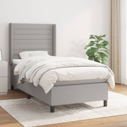 vidaXL Cama box spring con colchón tela gris claro 80x200 cm