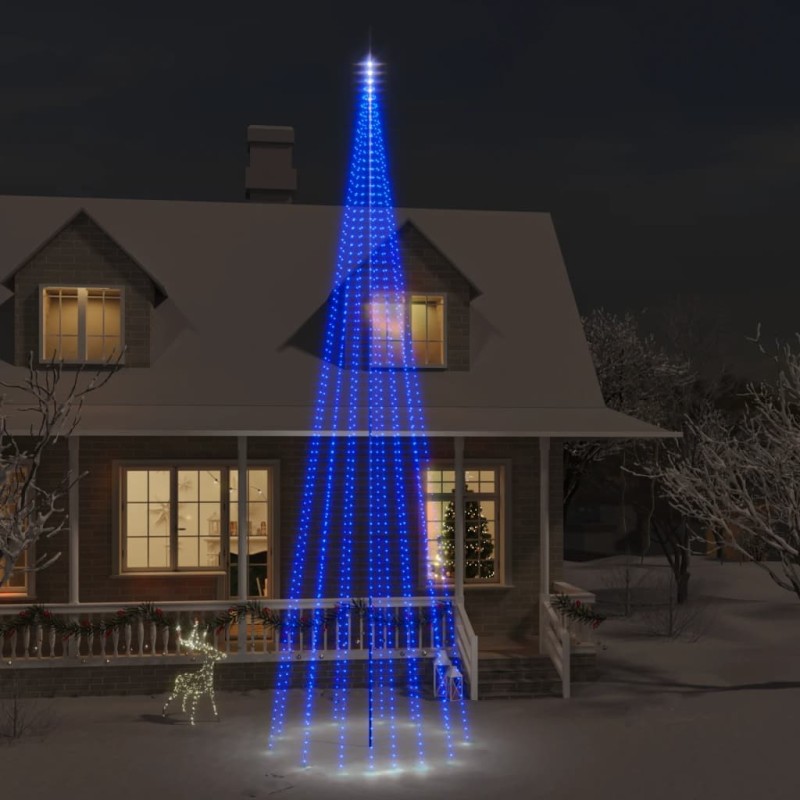 vidaXL Árbol de Navidad en asta de bandera 1134 LED azul 800 cm vidaXL Árbol de Navidad en asta de bandera 1134 LED azul 800 cm