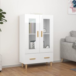 vidaXL Aparador de madera contrachapada blanco brillante 70x31x115cm
