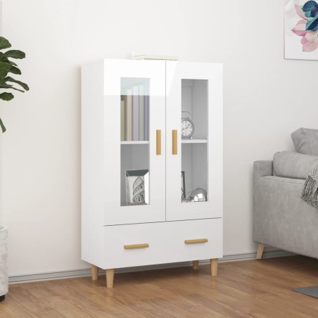 vidaXL Aparador de madera contrachapada blanco brillante 70x31x115cm