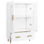 vidaXL Aparador de madera contrachapada blanco brillante 70x31x115cm