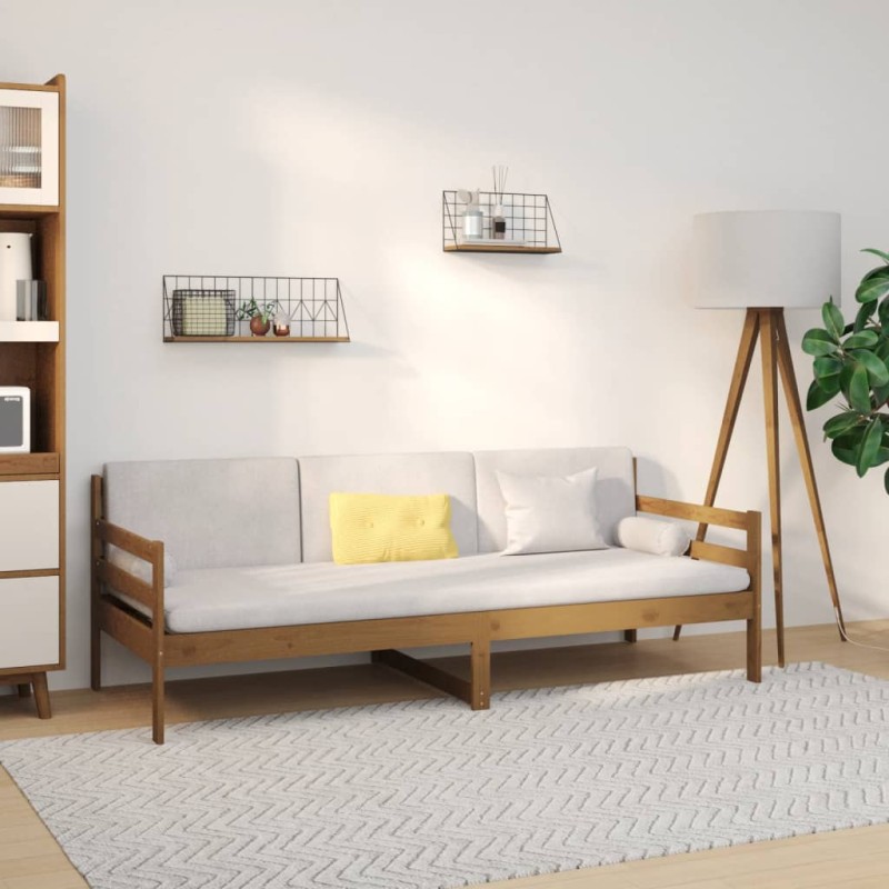 vidaXL Sofá cama de madera maciza de pino marrón miel 90x190 cm vidaXL Sofá cama de madera maciza de pino marrón miel 90x190 cm