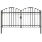 vidaXL Cancela de valla doble puerta con arco acero negro 300x175 cm vidaXL Cancela de valla doble puerta con arco acero negro 300x175 cm