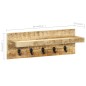 vidaXL Perchero de pared madera maciza de mango sin tratar 60x15x20 cm vidaXL Perchero de pared madera maciza de mango sin tratar 60x15x20 cm