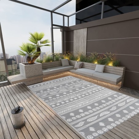 vidaXL Alfombra de exterior PP gris 190x290 cm