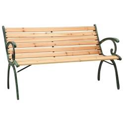 vidaXL Banco de jardín hierro fundido y madera maciza de abeto 116 cm