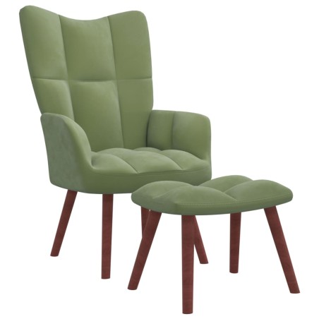 vidaXL Sillón de relax con taburete de terciopelo verde claro