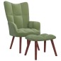 vidaXL Sillón de relax con taburete de terciopelo verde claro vidaXL Sillón de relax con taburete de terciopelo verde claro