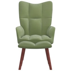 vidaXL Sillón de relax con taburete de terciopelo verde claro