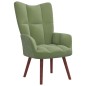 vidaXL Sillón de relax con taburete de terciopelo verde claro vidaXL Sillón de relax con taburete de terciopelo verde claro