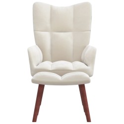 vidaXL Sillón de relax con taburete terciopelo blanco crema