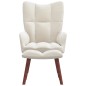 vidaXL Sillón de relax con taburete terciopelo blanco crema vidaXL Sillón de relax con taburete terciopelo blanco crema