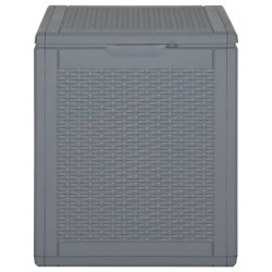 vidaXL Caja de almacenaje para jardín PP aspecto de ratán gris 90 L