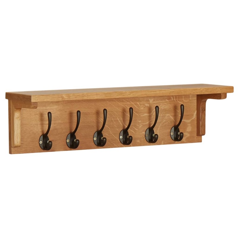 vidaXL Perchero de madera maciza de roble 60x16x16 cm vidaXL Perchero de madera maciza de roble 60x16x16 cm