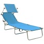 vidaXL Tumbona plegable con toldo de acero turquesa y azul vidaXL Tumbona plegable con toldo de acero turquesa y azul
