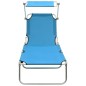 vidaXL Tumbona plegable con toldo de acero turquesa y azul vidaXL Tumbona plegable con toldo de acero turquesa y azul