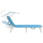 vidaXL Tumbona plegable con toldo de acero turquesa y azul vidaXL Tumbona plegable con toldo de acero turquesa y azul
