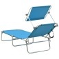 vidaXL Tumbona plegable con toldo de acero turquesa y azul vidaXL Tumbona plegable con toldo de acero turquesa y azul