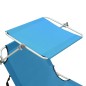 vidaXL Tumbona plegable con toldo de acero turquesa y azul vidaXL Tumbona plegable con toldo de acero turquesa y azul