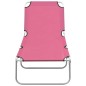 vidaXL Tumbona plegable de acero y tela rosa vidaXL Tumbona plegable de acero y tela rosa