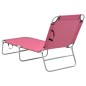 vidaXL Tumbona plegable de acero y tela rosa vidaXL Tumbona plegable de acero y tela rosa
