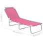 vidaXL Tumbona plegable de acero y tela rosa vidaXL Tumbona plegable de acero y tela rosa