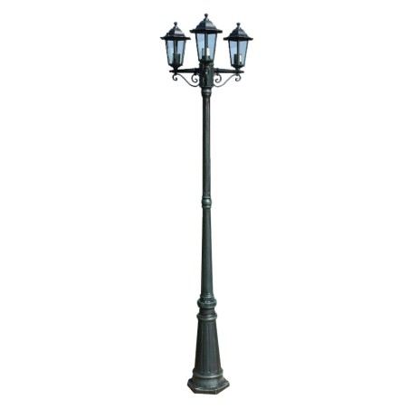 vidaXL Farola de jardín 3 brazos aluminio verde oscuro/negro 215 cm